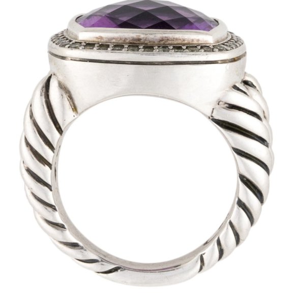 DAVID YURMAN DIAMOND & AMETHYST STERLING SILVER 925 ALBION COCKTAIL RING - Picture 7 of 7